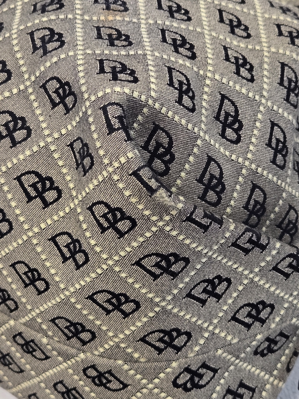 Dooney & Bourke Vintage Large Black and Gray Signature Monogram Shoulder Bag - Picture 9 of 16